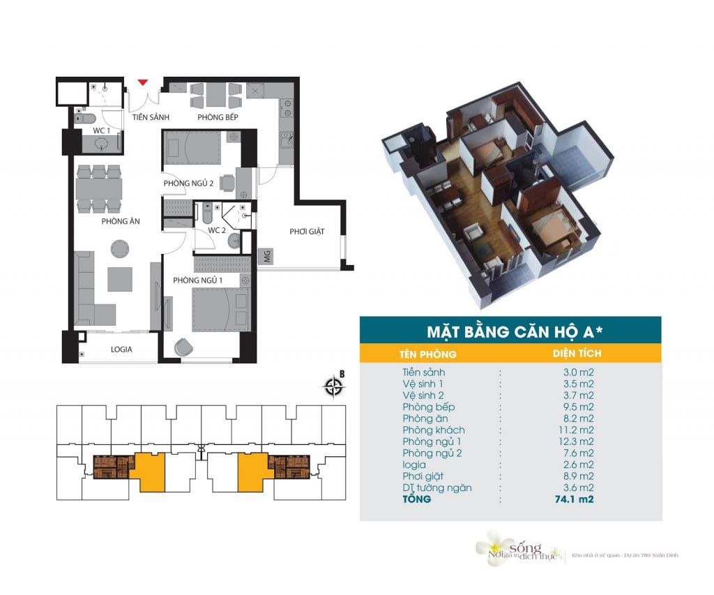 Bán căn hộ 74m2, 2 phòng ngủ CT1B tòa 789 Ngoại Giao Đoàn