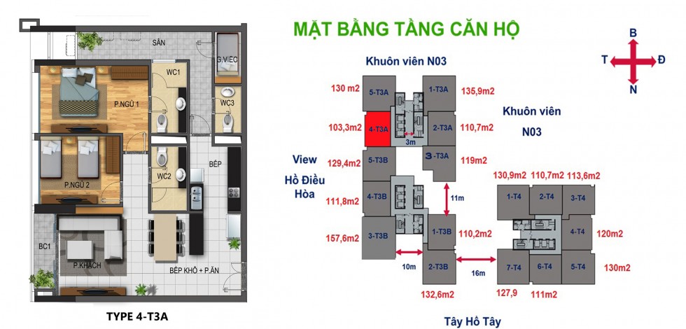 Mặt bằng thiết kế dự án Horizon Tower N03 - T3 & T4 Ngoại giao đoàn