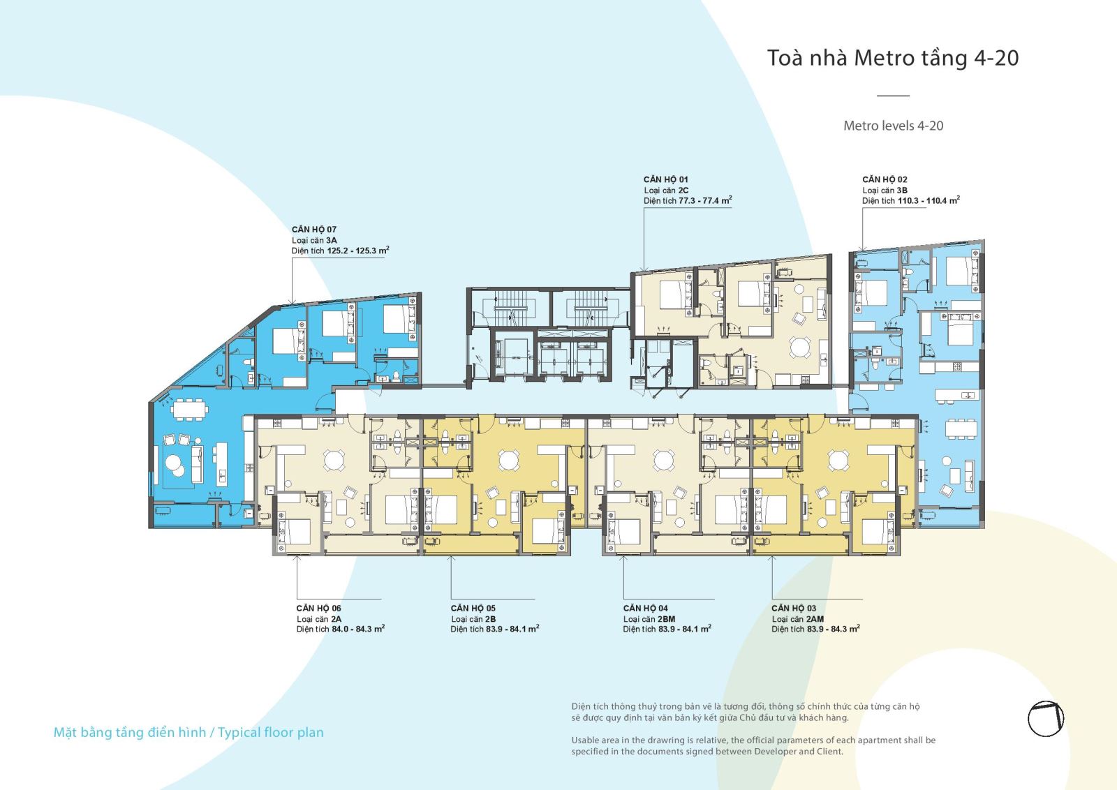Mặt bằng chung cư Metro Kosmo - Tầng 4-20
