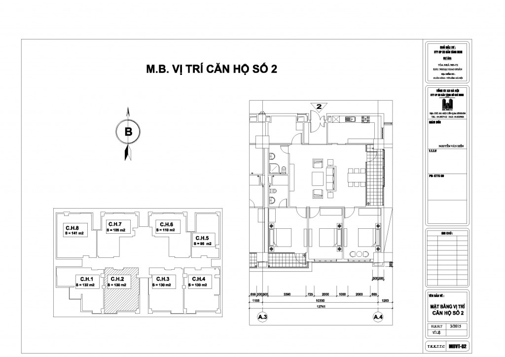 Mặt bằng căn hộ 02 chung cư tòa N01T2 Ngoại Giao Đoàn