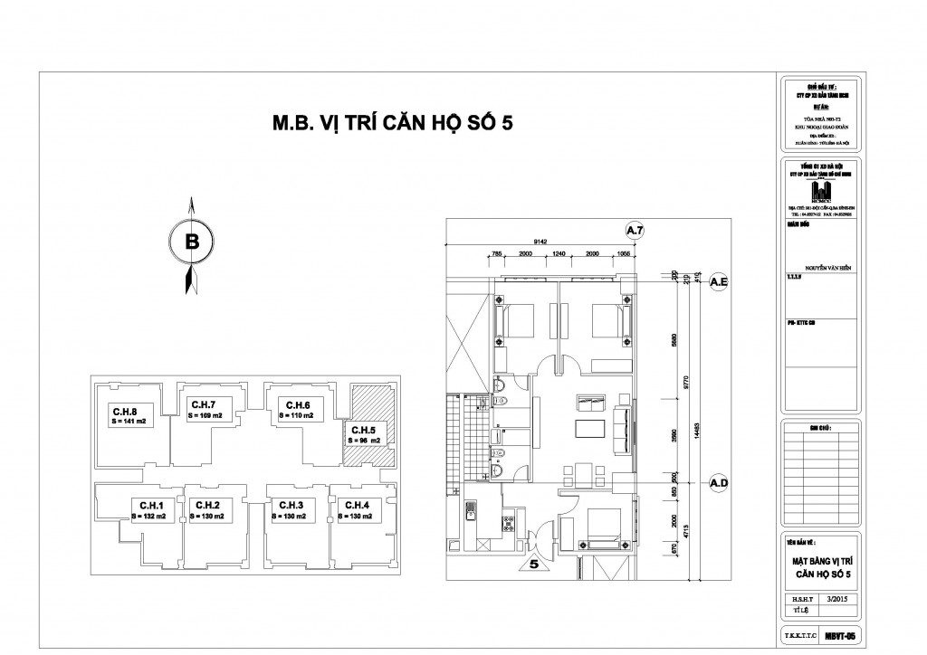 Mặt bằng căn hộ 05 chung cư N01T2 Ngoại Giao Đoàn Hà Nội