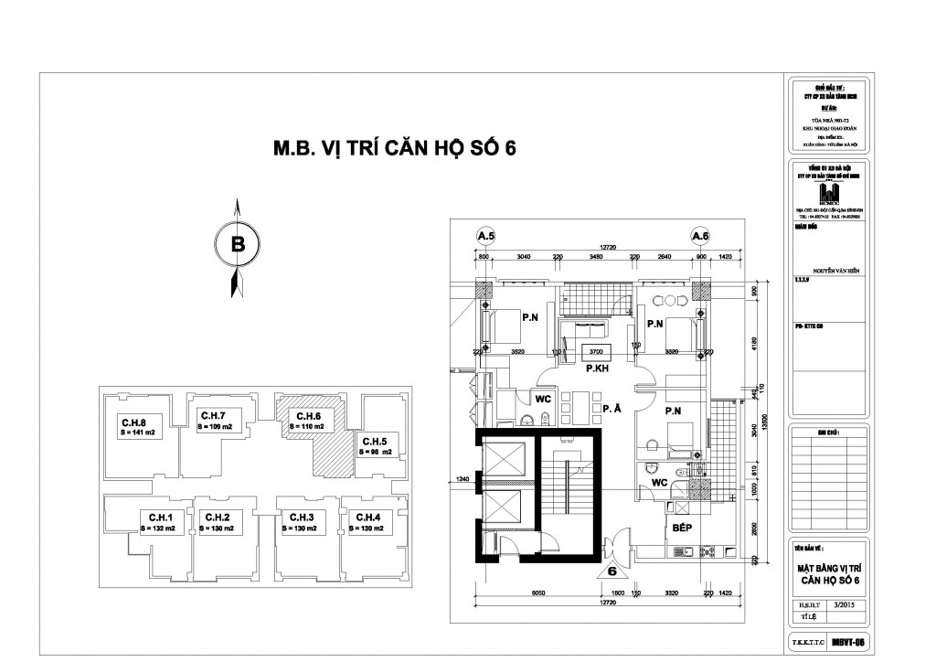 Mặt bằng căn hộ 06 chung cư tòa N01T2 Ngoại Giao Đoàn