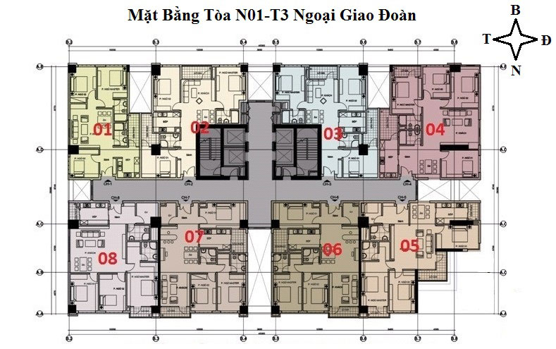 Mặt bằng chung cư N01T3 Ngoại Giao Đoàn Hà Nội