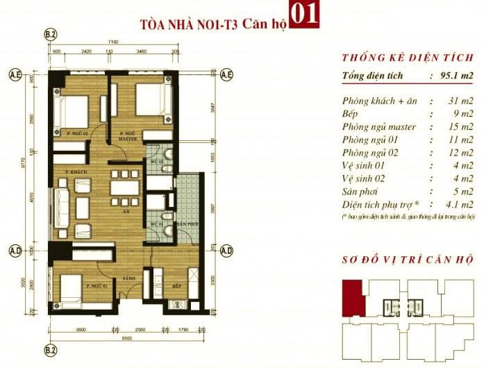 mặt bằng căn hộ 01 chung cư n01t3 ngoại giao đoàn