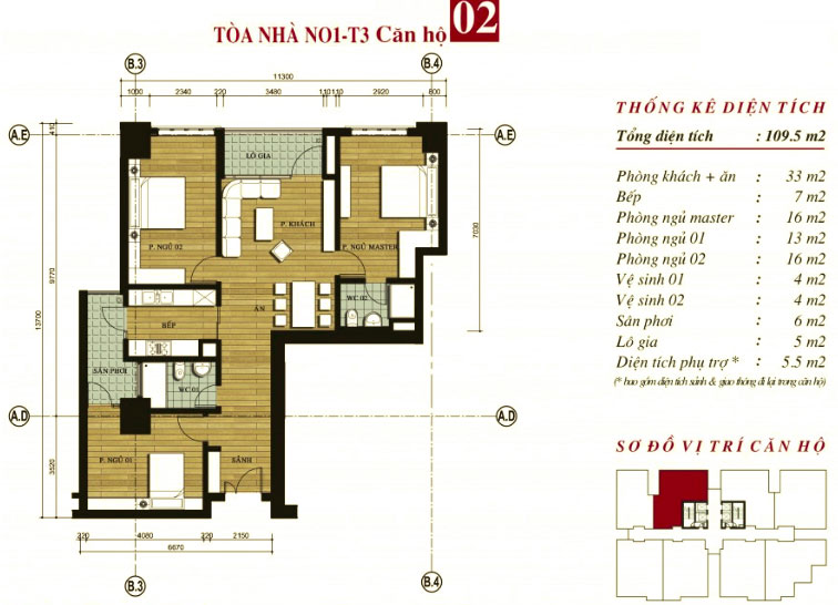 Mặt bằng căn hộ 02 chung cư N01T3 Ngoại Giao Đoàn Hà Nội