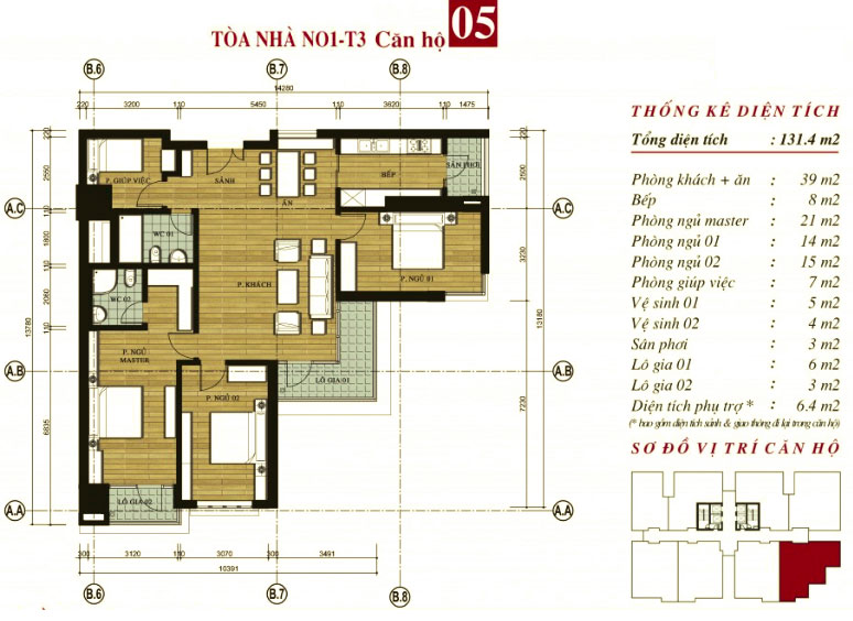 Mặt bằng căn hộ 05 chung cư N01T3 Ngoại Giao Đoàn Hà Nội