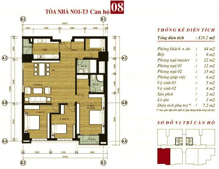 Mặt bằng căn hộ 08 chung cư N01T3 Ngoại Giao Đoàn Hà Nội