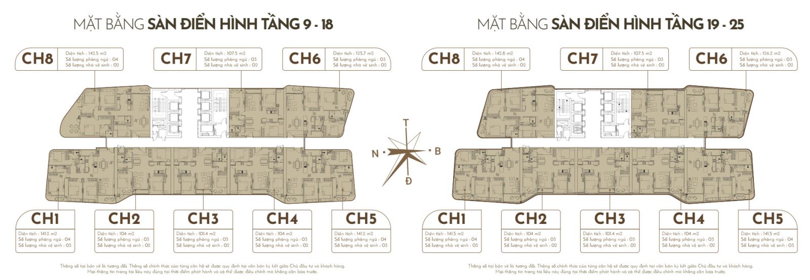 Mặt bằng tầng 9-18 chung cư Han Jardin N01T7 Ngoại Giao Đoàn