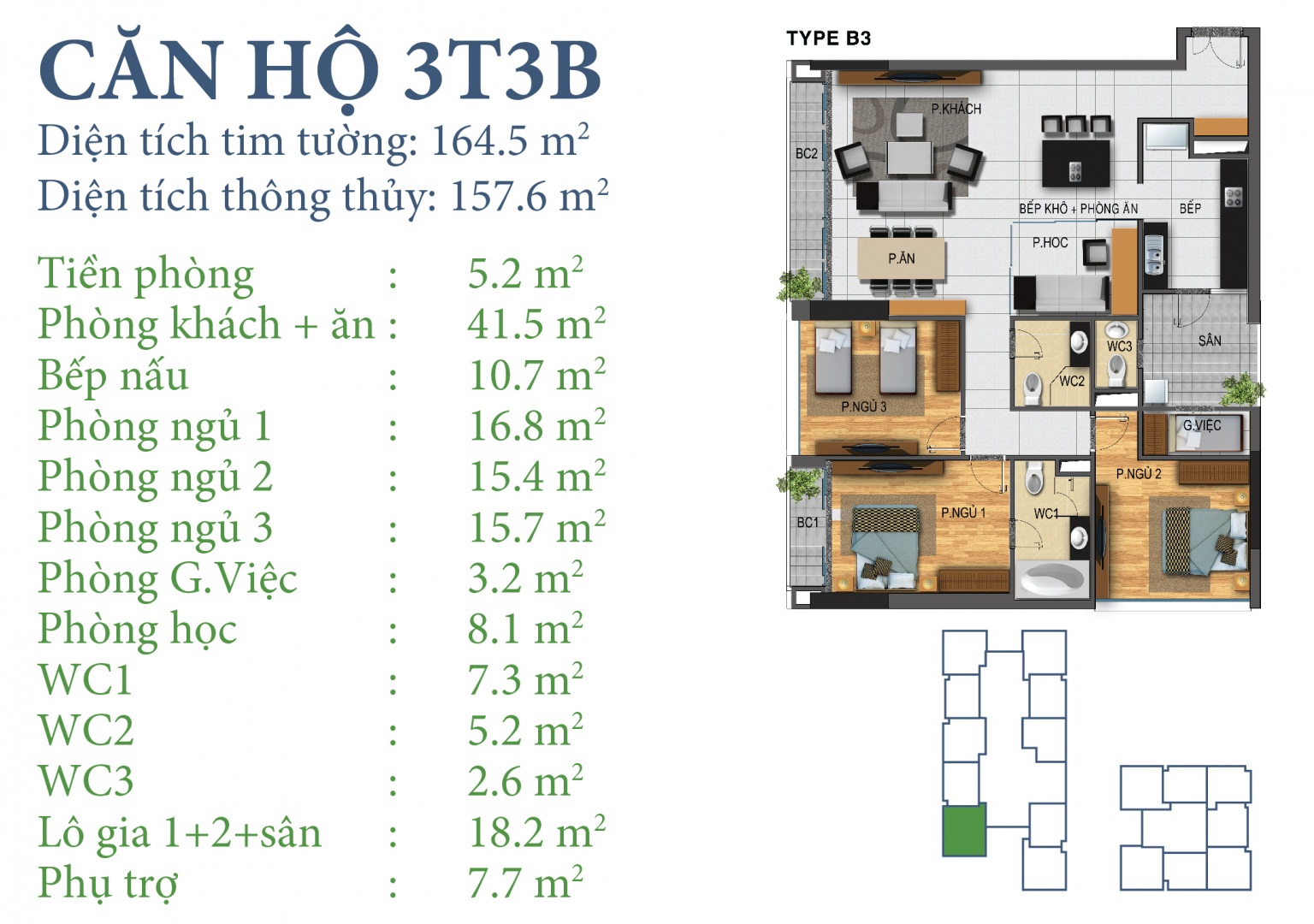 Mặt bằng căn hộ 3T3B chung cư N03T3-T4 Ngoại Giao Đoàn