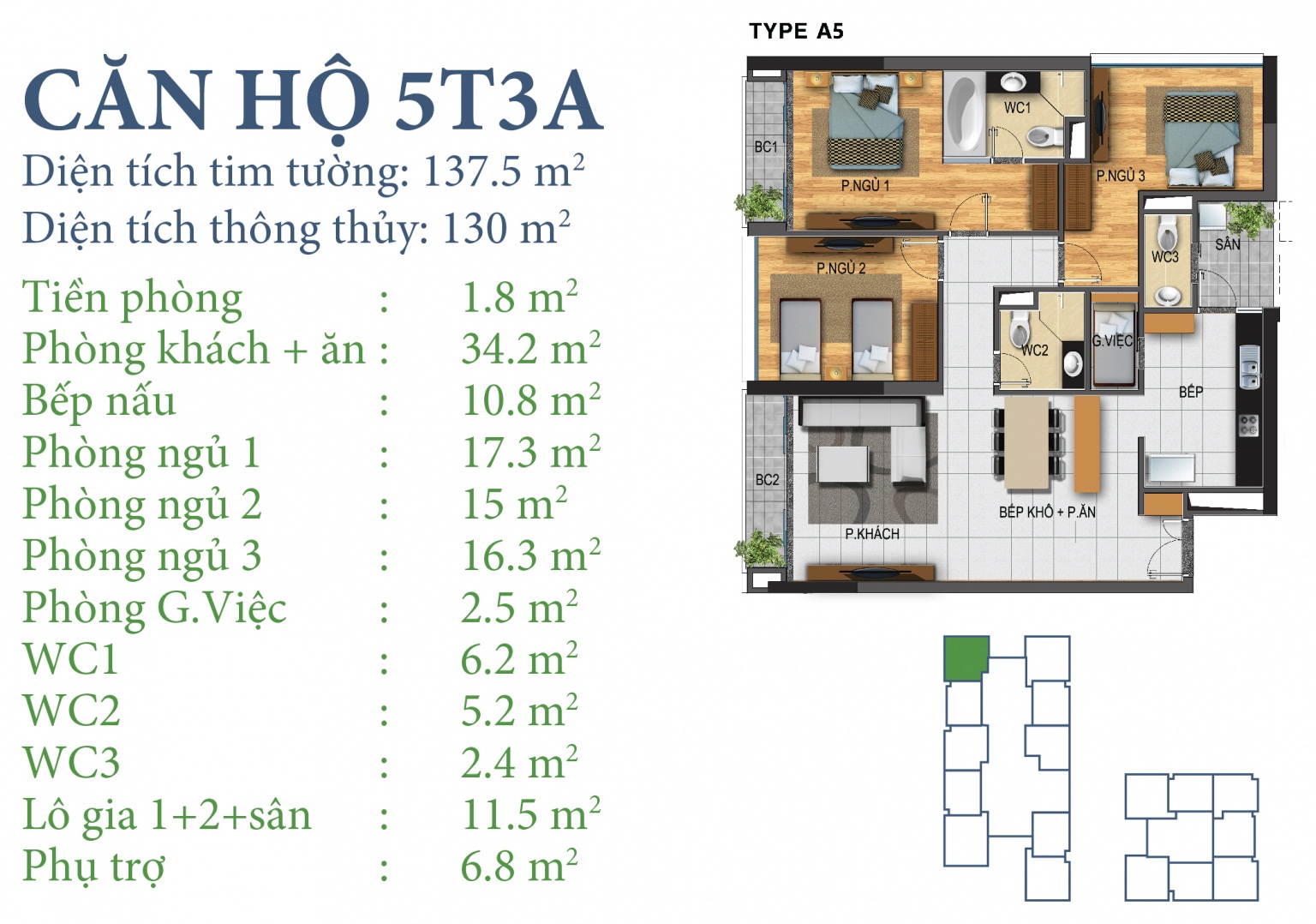 Mặt bằng căn hộ 5T3A chung cư N03T3-T4 Ngoại Giao Đoàn
