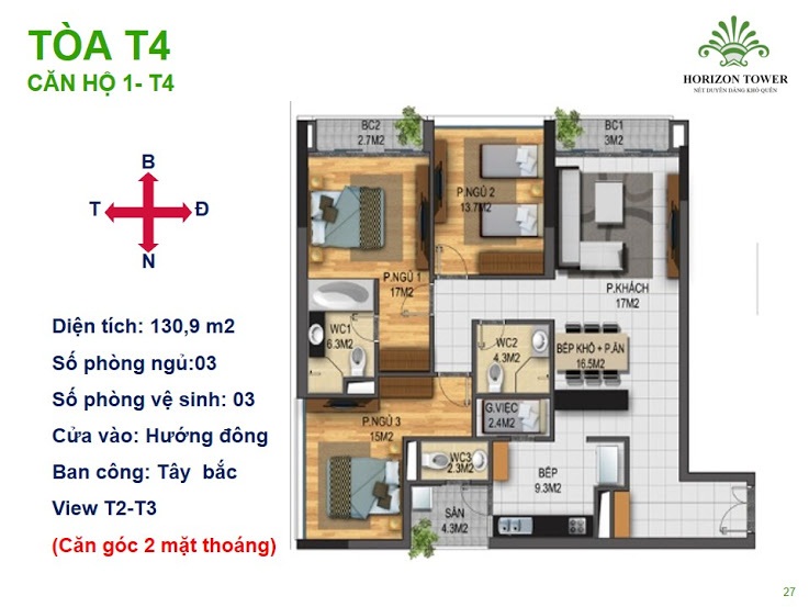 Mặt bằng căn hộ 01 chung cư N03T3-T4 Ngoại Giao Đoàn