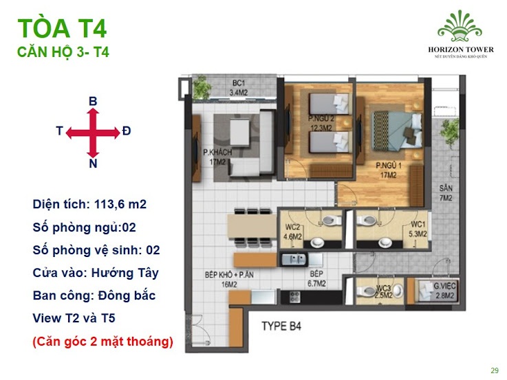 Mặt bằng căn hộ 03 chung cư N03T3-T4 Ngoại Giao Đoàn