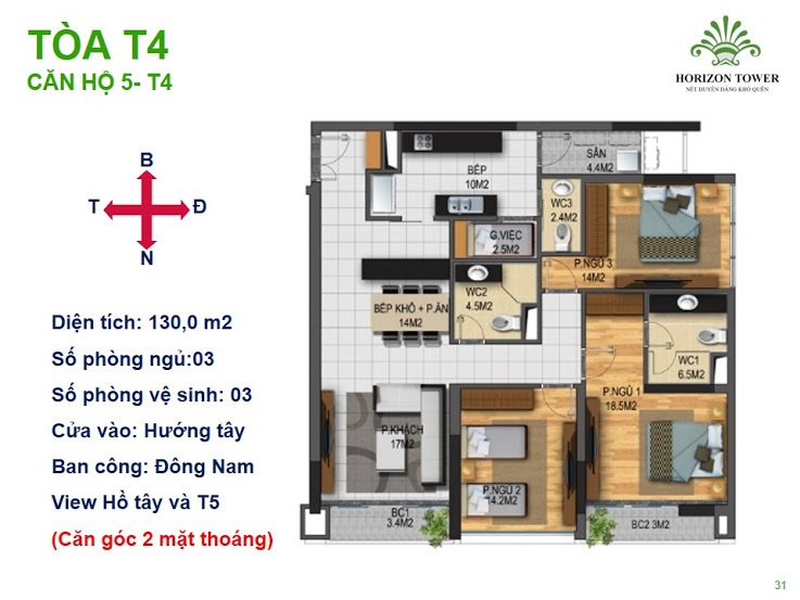 Mặt bằng căn hộ 05 chung cư N03T3-T4 Ngoại Giao Đoàn