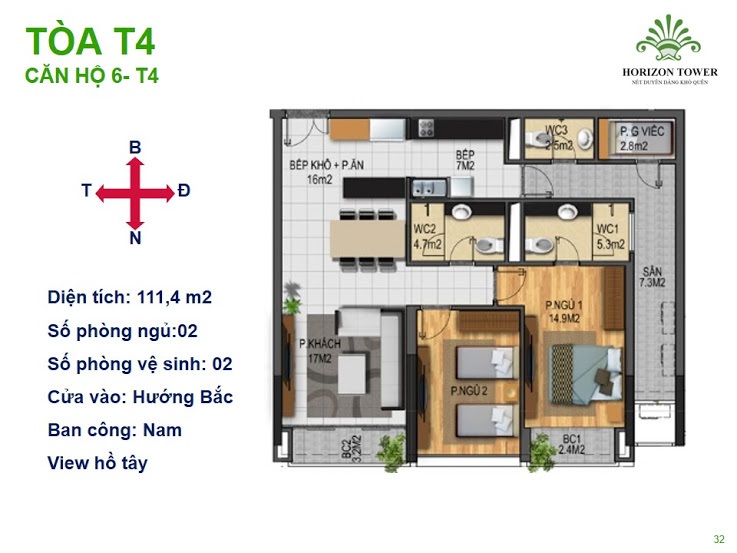 Mặt bằng căn hộ 06 chung cư N03T3-T4 Ngoại Giao Đoàn