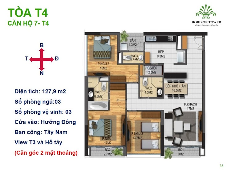 Mặt bằng căn hộ 07 chung cư N03T3-T4 Ngoại Giao Đoàn