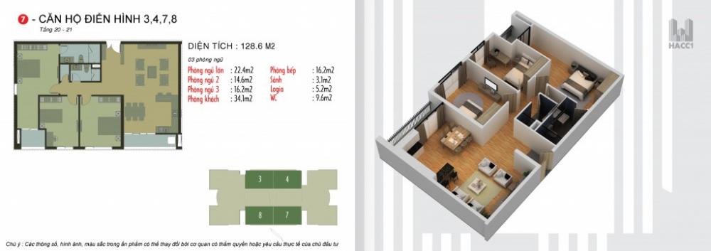 Mặt bằng căn hộ 03, 04 ,07 ,08 N03T5 Ngoại Giao Đoàn