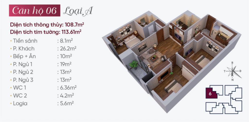 Mặt bằng căn hộ 06 N03T7 Ngoại Giao Đoàn