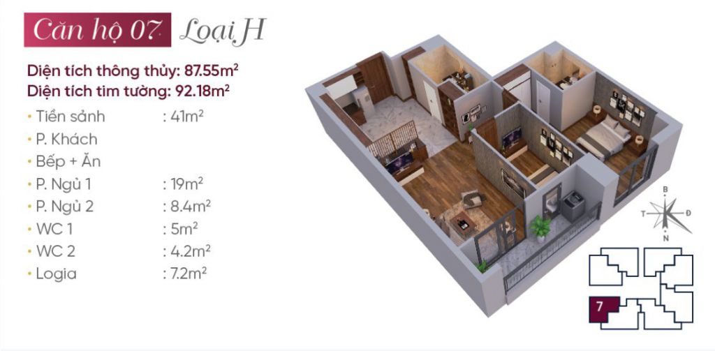 Mặt bằng căn hộ 07 N03T7 Ngoại Giao Đoàn