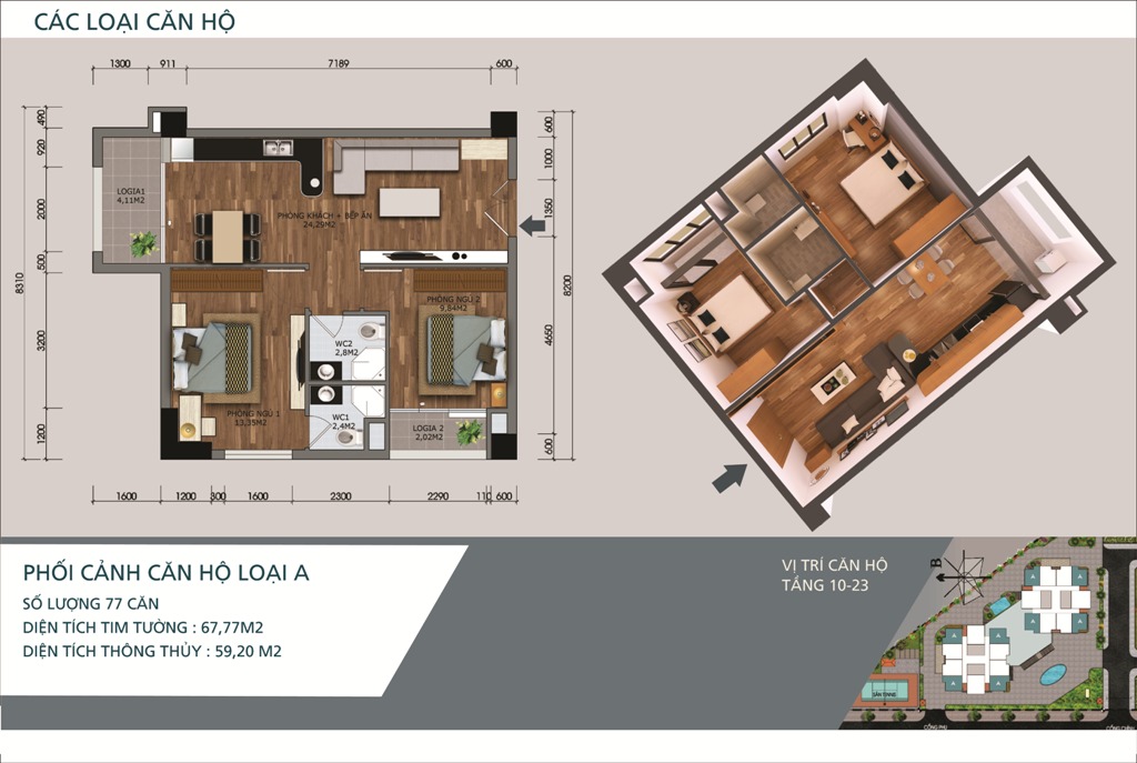 Mặt bằng căn hộ loại A - N04A Ngoại Giao Đoàn