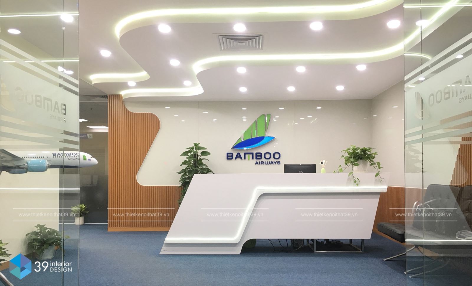 Reception area of Bamboo Airways